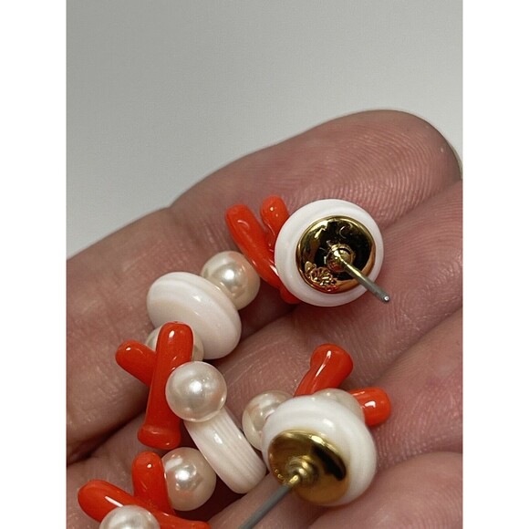 Lele Sadoughi Riviera Beaded Huggie Small Hoop Earrings New W/Flaw - Picture 7 of 8